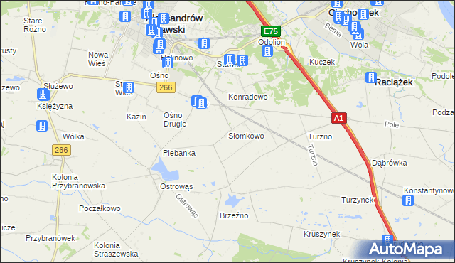 mapa Słomkowo gmina Aleksandrów Kujawski, Słomkowo gmina Aleksandrów Kujawski na mapie Targeo