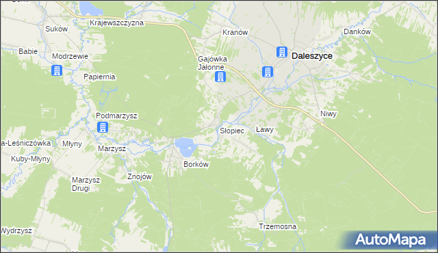 mapa Słopiec, Słopiec na mapie Targeo