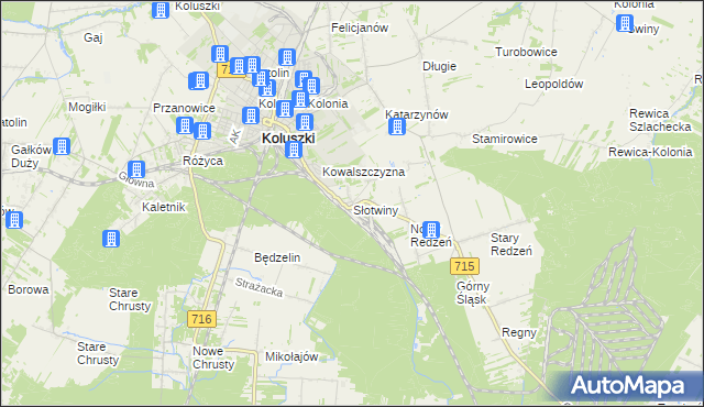 mapa Słotwiny gmina Koluszki, Słotwiny gmina Koluszki na mapie Targeo