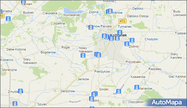 mapa Słowiki gmina Koźminek, Słowiki gmina Koźminek na mapie Targeo