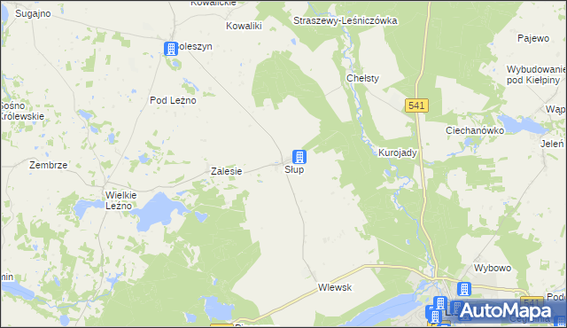 mapa Słup gmina Lidzbark, Słup gmina Lidzbark na mapie Targeo