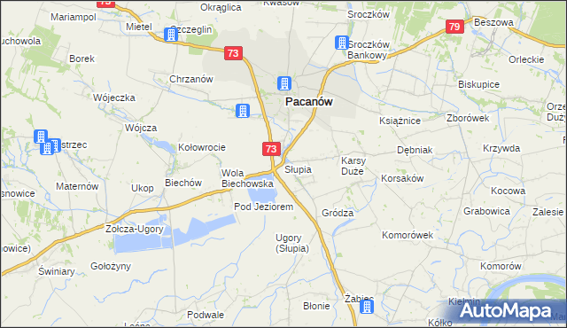 mapa Słupia gmina Pacanów, Słupia gmina Pacanów na mapie Targeo