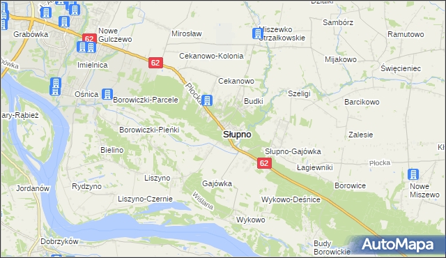 mapa Słupno powiat płocki, Słupno powiat płocki na mapie Targeo