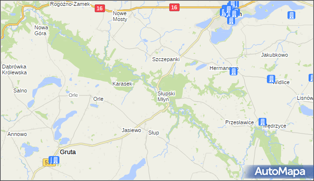 mapa Słupski Młyn, Słupski Młyn na mapie Targeo