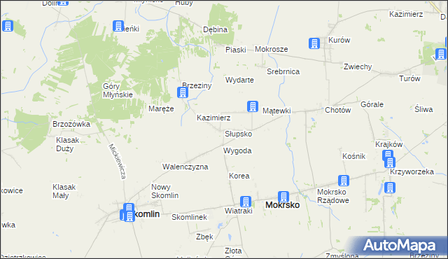 mapa Słupsko gmina Mokrsko, Słupsko gmina Mokrsko na mapie Targeo