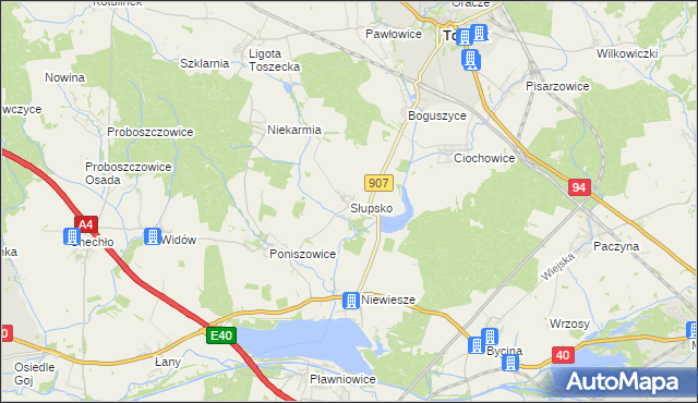 mapa Słupsko gmina Rudziniec, Słupsko gmina Rudziniec na mapie Targeo