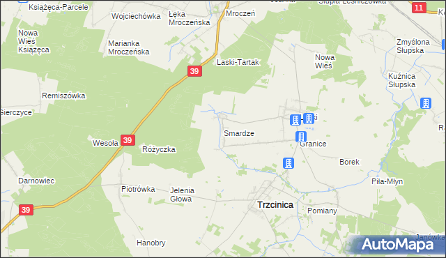 mapa Smardze, Smardze na mapie Targeo