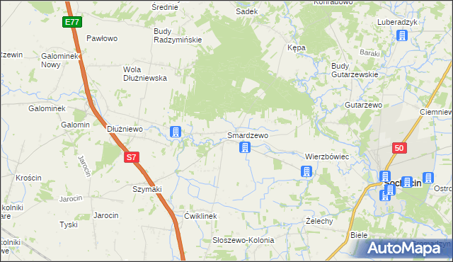 mapa Smardzewo gmina Sochocin, Smardzewo gmina Sochocin na mapie Targeo