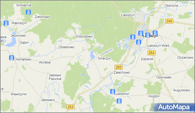 mapa Smerzyn, Smerzyn na mapie Targeo