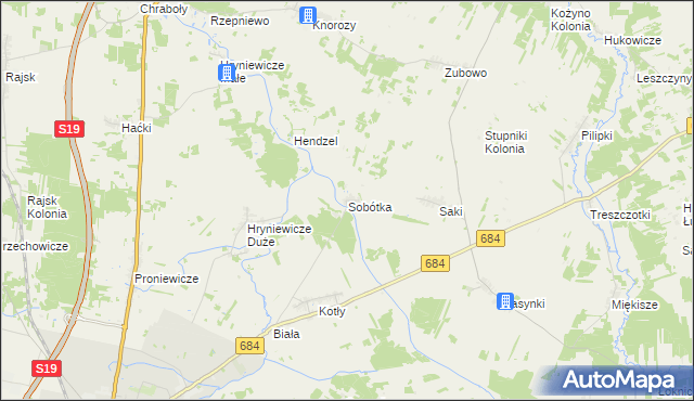 mapa Sobótka gmina Bielsk Podlaski, Sobótka gmina Bielsk Podlaski na mapie Targeo