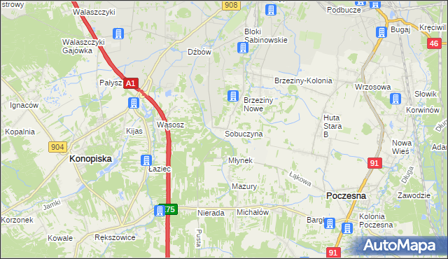 mapa Sobuczyna, Sobuczyna na mapie Targeo