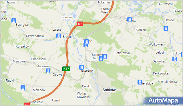 mapa Sokołów Dolny, Sokołów Dolny na mapie Targeo