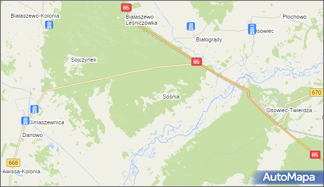 mapa Sośnia, Sośnia na mapie Targeo