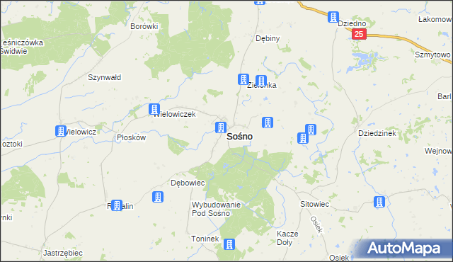 mapa Sośno, Sośno na mapie Targeo