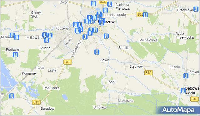 mapa Sowin gmina Parczew, Sowin gmina Parczew na mapie Targeo