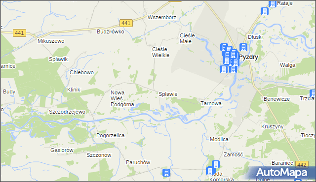 mapa Spławie gmina Kołaczkowo, Spławie gmina Kołaczkowo na mapie Targeo