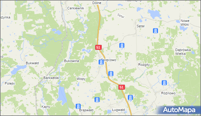 mapa Spręcowo, Spręcowo na mapie Targeo