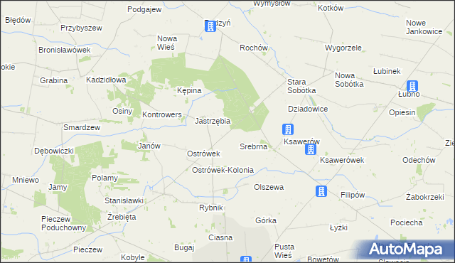 mapa Srebrna gmina Grabów, Srebrna gmina Grabów na mapie Targeo