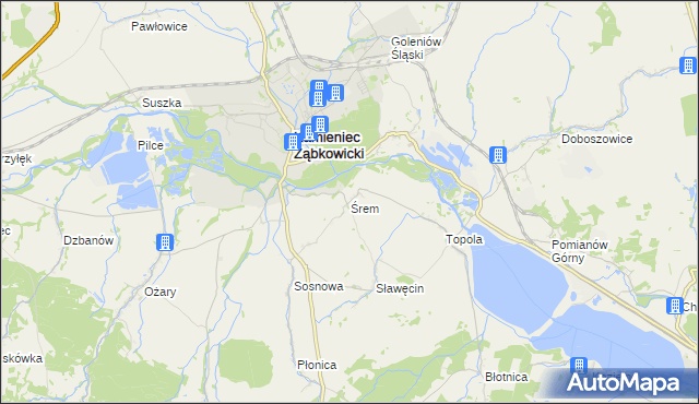 mapa Śrem gmina Kamieniec Ząbkowicki, Śrem gmina Kamieniec Ząbkowicki na mapie Targeo