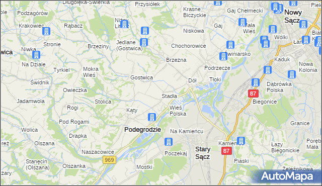 mapa Stadła, Stadła na mapie Targeo