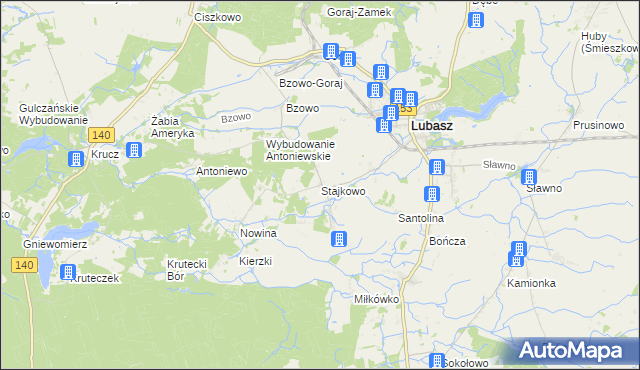 mapa Stajkowo gmina Lubasz, Stajkowo gmina Lubasz na mapie Targeo