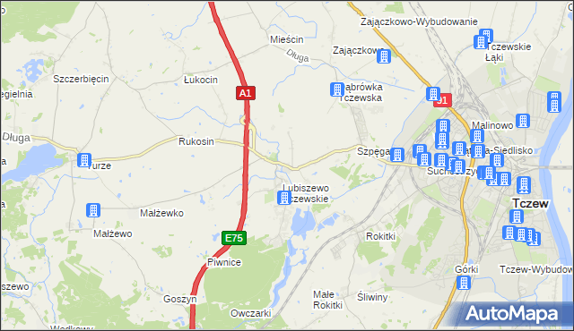 mapa Stanisławie gmina Tczew, Stanisławie gmina Tczew na mapie Targeo