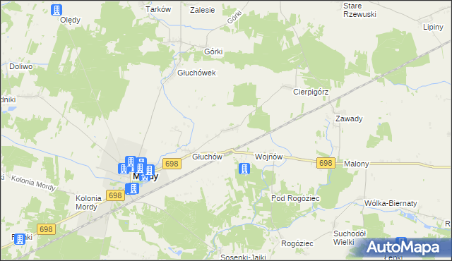 mapa Stara Wieś gmina Mordy, Stara Wieś gmina Mordy na mapie Targeo