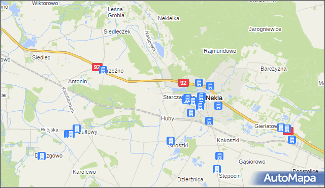 mapa Starczanowo gmina Nekla, Starczanowo gmina Nekla na mapie Targeo