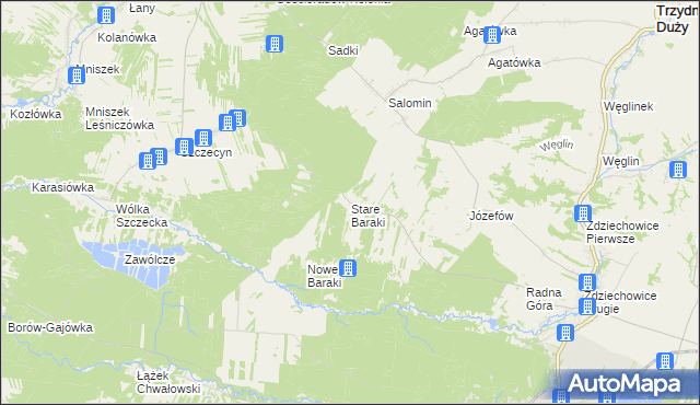 mapa Stare Baraki, Stare Baraki na mapie Targeo
