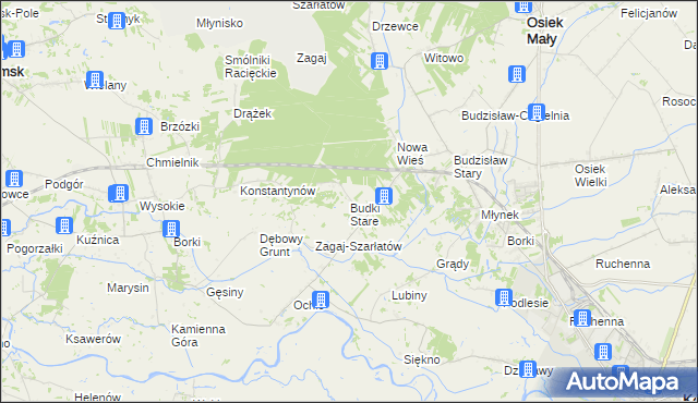 mapa Stare Budki gmina Osiek Mały, Stare Budki gmina Osiek Mały na mapie Targeo