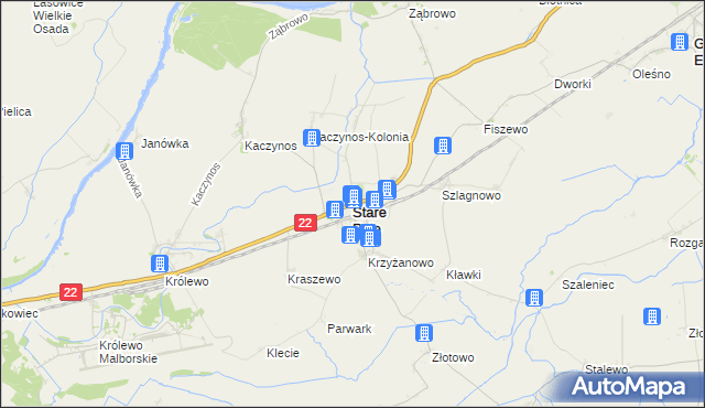 mapa Stare Pole powiat malborski, Stare Pole powiat malborski na mapie Targeo