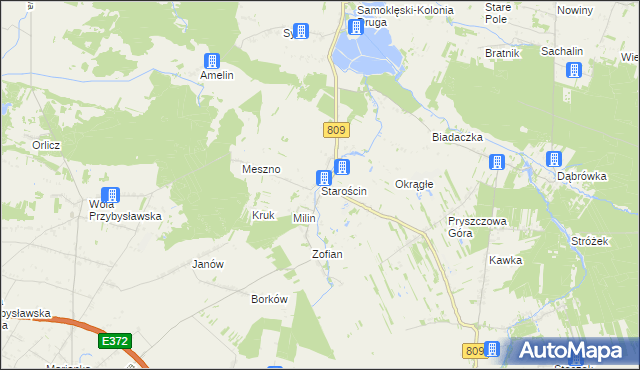 mapa Starościn gmina Kamionka, Starościn gmina Kamionka na mapie Targeo
