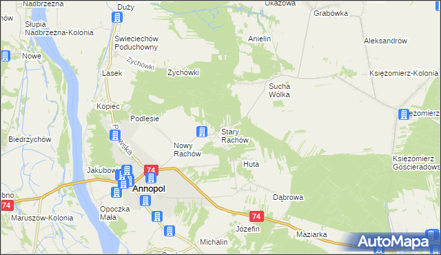 mapa Stary Rachów, Stary Rachów na mapie Targeo