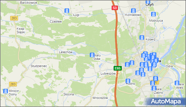 mapa Stary Staw gmina Nowa Sól, Stary Staw gmina Nowa Sól na mapie Targeo