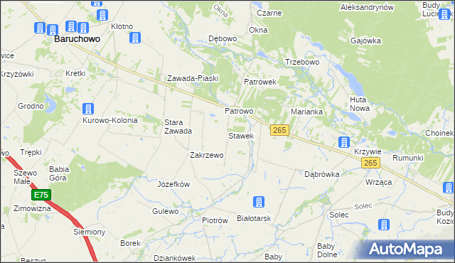 mapa Stawek gmina Baruchowo, Stawek gmina Baruchowo na mapie Targeo