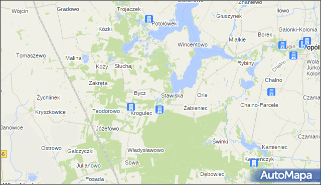 mapa Stawiska gmina Piotrków Kujawski, Stawiska gmina Piotrków Kujawski na mapie Targeo