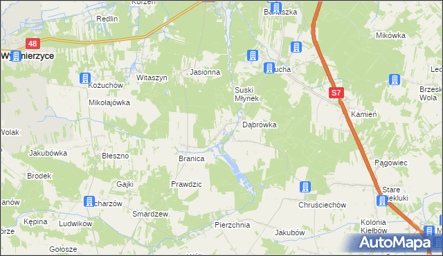 mapa Stawiszyn gmina Białobrzegi, Stawiszyn gmina Białobrzegi na mapie Targeo