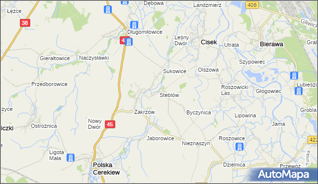 mapa Steblów gmina Cisek, Steblów gmina Cisek na mapie Targeo