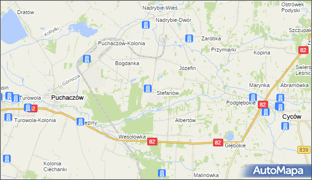 mapa Stefanów gmina Cyców, Stefanów gmina Cyców na mapie Targeo