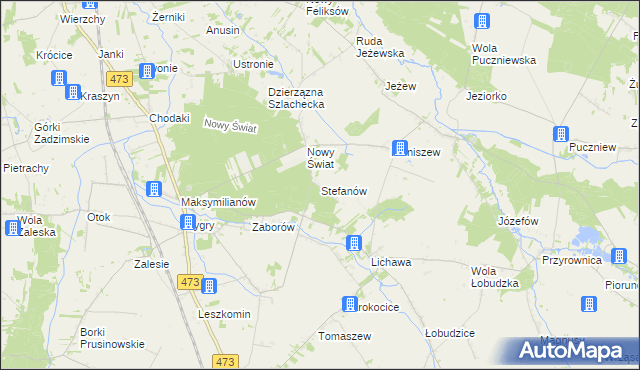 mapa Stefanów gmina Zadzim, Stefanów gmina Zadzim na mapie Targeo