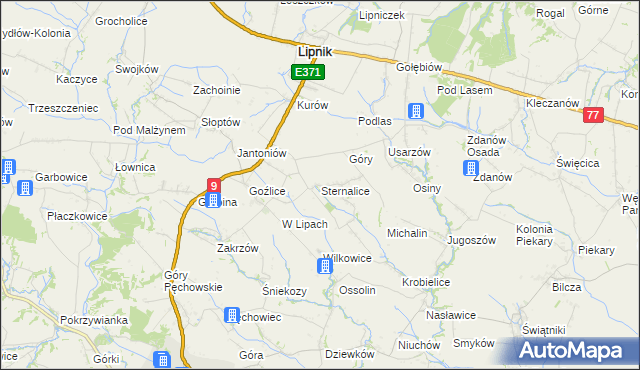 mapa Sternalice gmina Lipnik, Sternalice gmina Lipnik na mapie Targeo