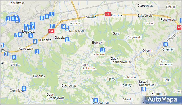 mapa Stobierna gmina Dębica, Stobierna gmina Dębica na mapie Targeo