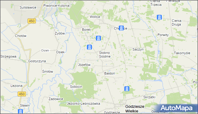 mapa Stobno gmina Godziesze Wielkie, Stobno gmina Godziesze Wielkie na mapie Targeo