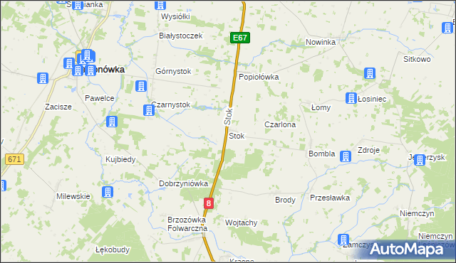 mapa Stok gmina Korycin, Stok gmina Korycin na mapie Targeo