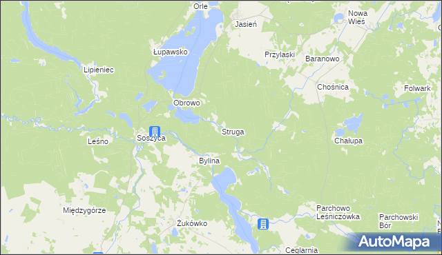 mapa Struga gmina Parchowo, Struga gmina Parchowo na mapie Targeo