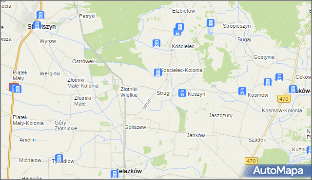 mapa Strugi gmina Żelazków, Strugi gmina Żelazków na mapie Targeo