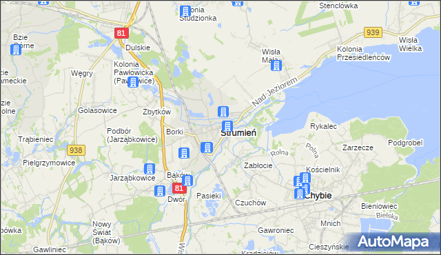 mapa Strumień powiat cieszyński, Strumień powiat cieszyński na mapie Targeo