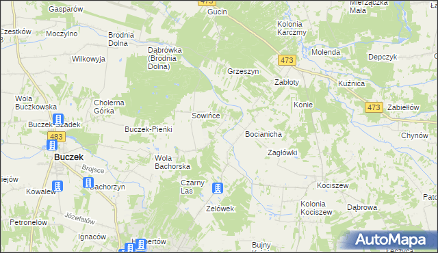 mapa Strupiny, Strupiny na mapie Targeo