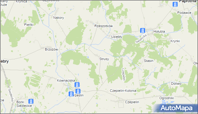 mapa Strusy, Strusy na mapie Targeo