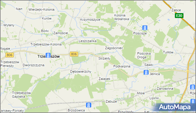 mapa Strzakły, Strzakły na mapie Targeo